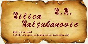 Milica Maljukanović vizit kartica